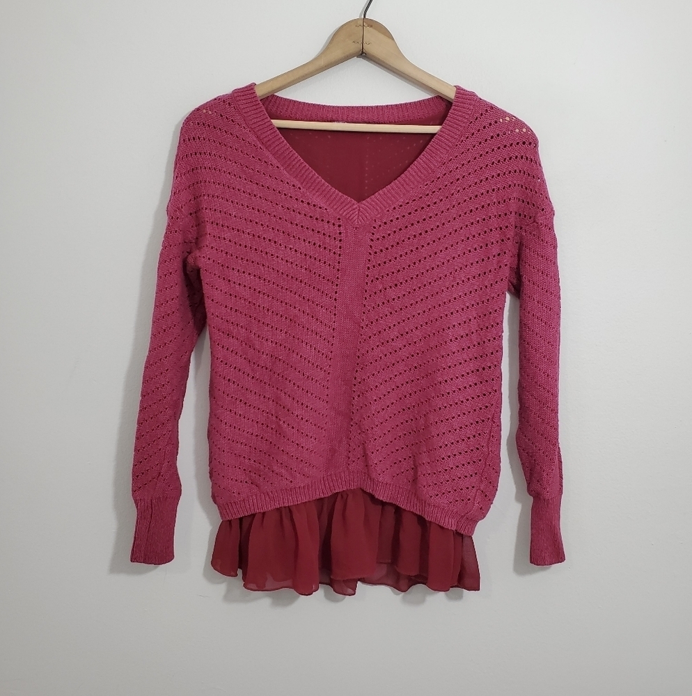 Prana Ellery Magenta Layered Sweater